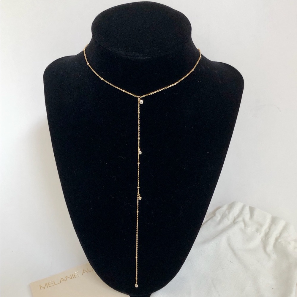 Melanie Auld 14 Vermeil CZ Lariat Necklace